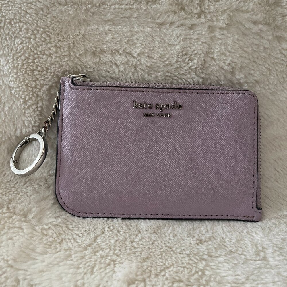 Kate Spade Cameron Lavender Mist/Dark Blue Medium l-Zip Card Holder